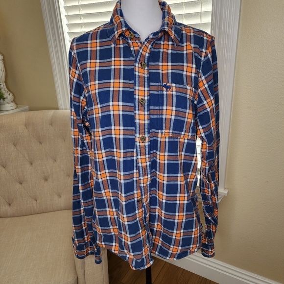 Abercrombie & Fitch Other - Abercrombie & Fitch Muscle Blue Plaid Flannel Lined Button Up Collared Men Sz XL
